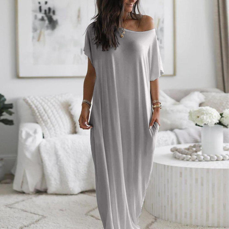 BlütenBliss® - Count on Me Light Grey Maxi Dress