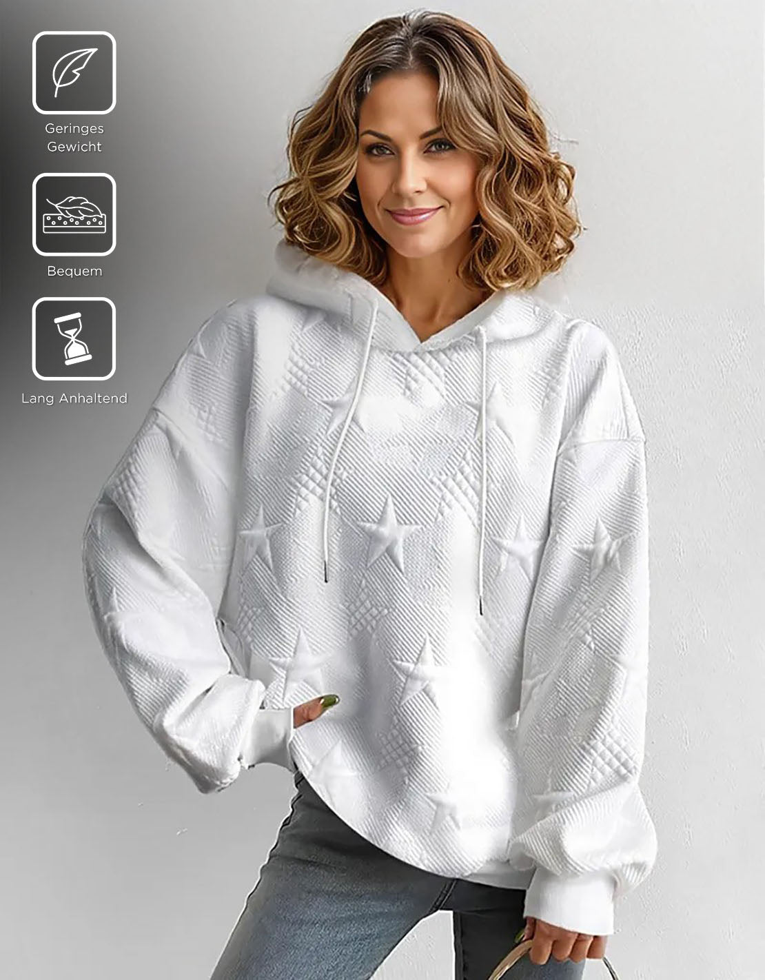 SpringStil® - White plain sweatshirt with long sleeves