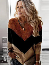 Monci® - Autumn colored chevron knit sweater