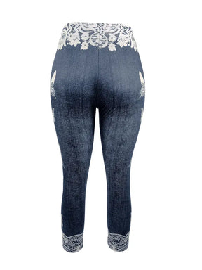 BioBlüte® - Butterfly Lace Denim Capri Magic Jeans