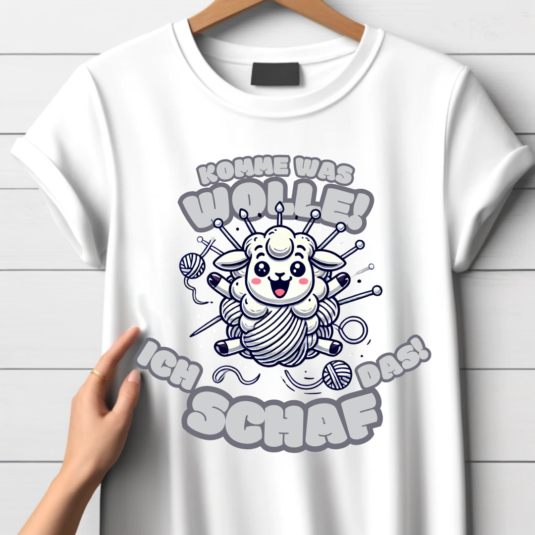 Komme was Wolle | Lustiges T-Shirt mit Schaf-Motiv | Humorvolles Winterdesign | Statement Shirt für Strickfans