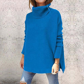 WinterStil® - Blue plain high neck sweater