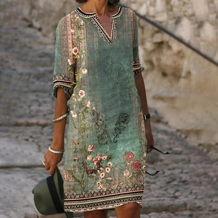 PureWear® - Unusual tunic dress with floral pattern in watercolor look