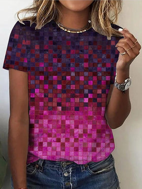 EcoExotica® - Fuchsia Color Block Short Sleeve Top