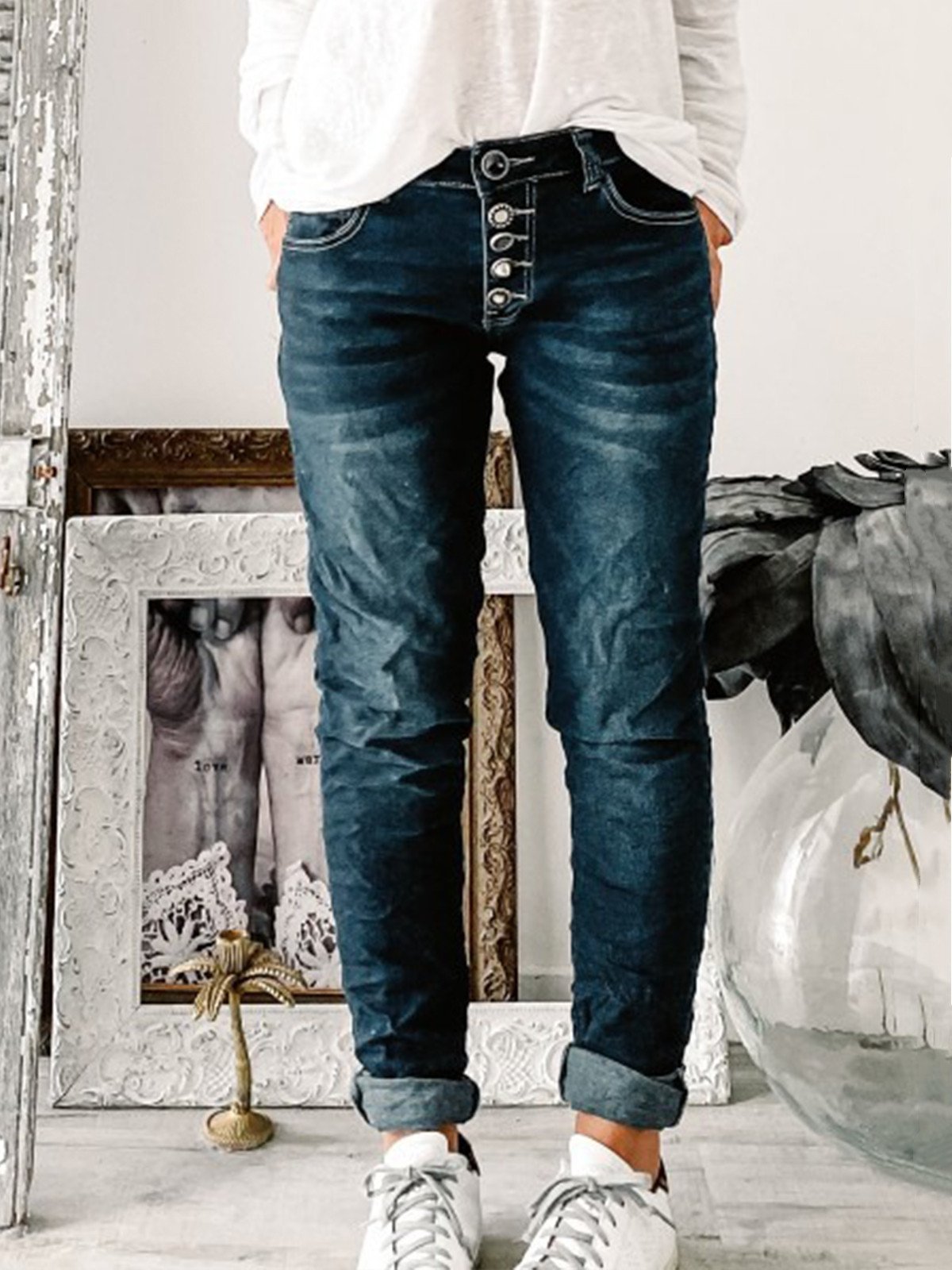 BMC® - Celestial Denim Buttoned Casual Pants 