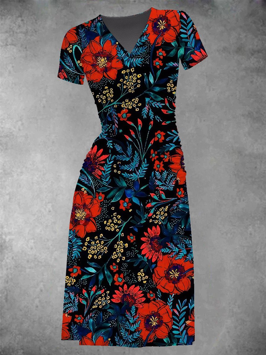 EcoExotica® - Women's floral print midi dress