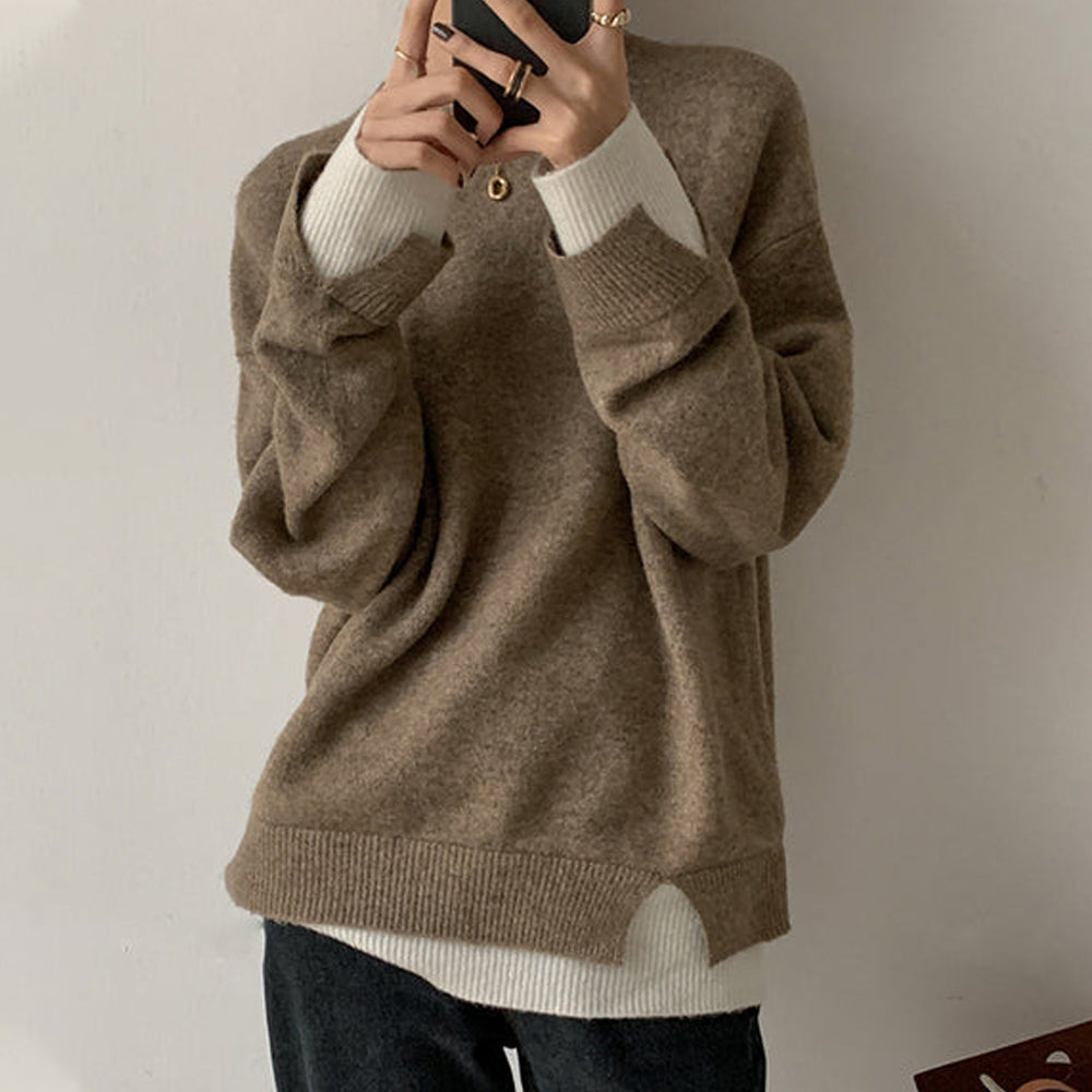 FallStil® - Stylish color block long sleeve sweater