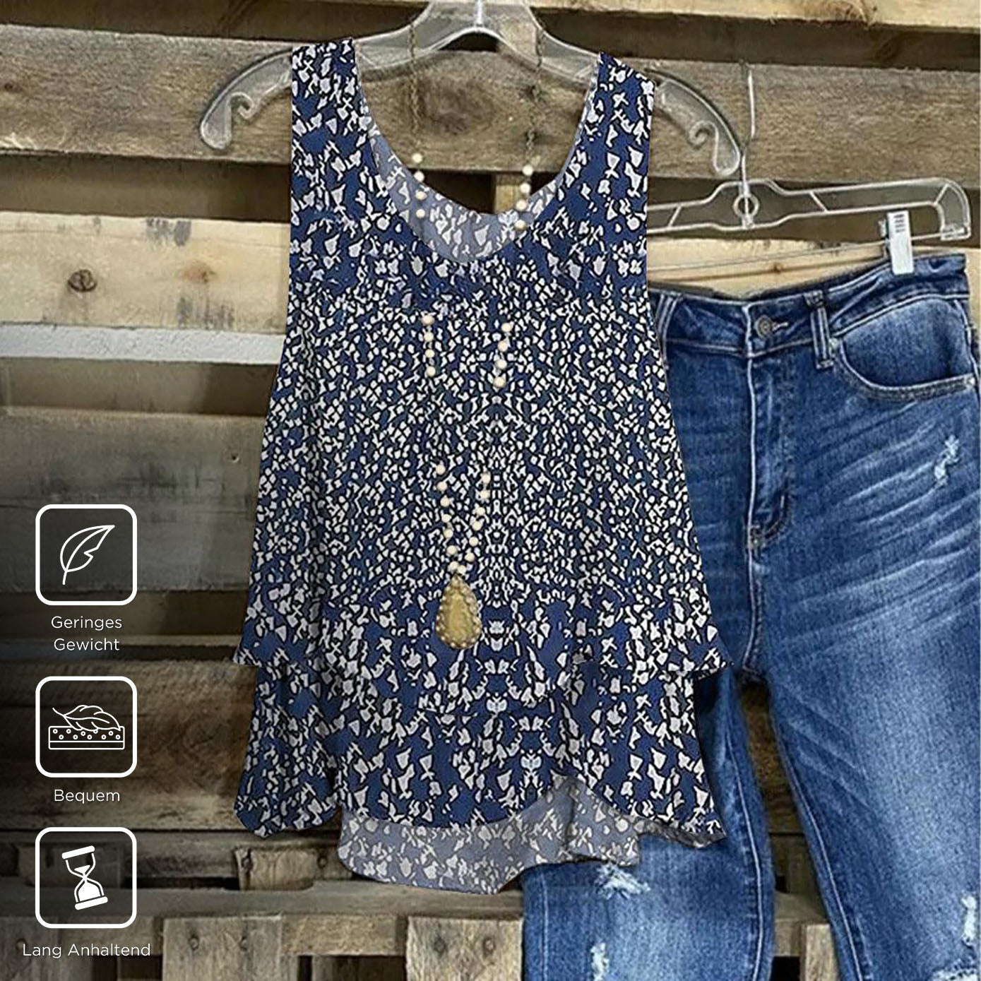 SpringStil® - Blue printed sleeveless tank top