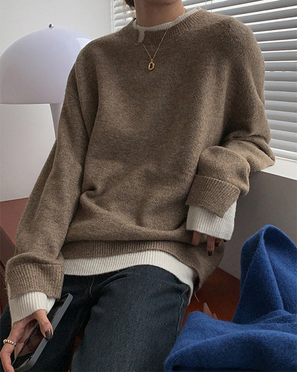 FallStil® - Stylish color block long sleeve sweater