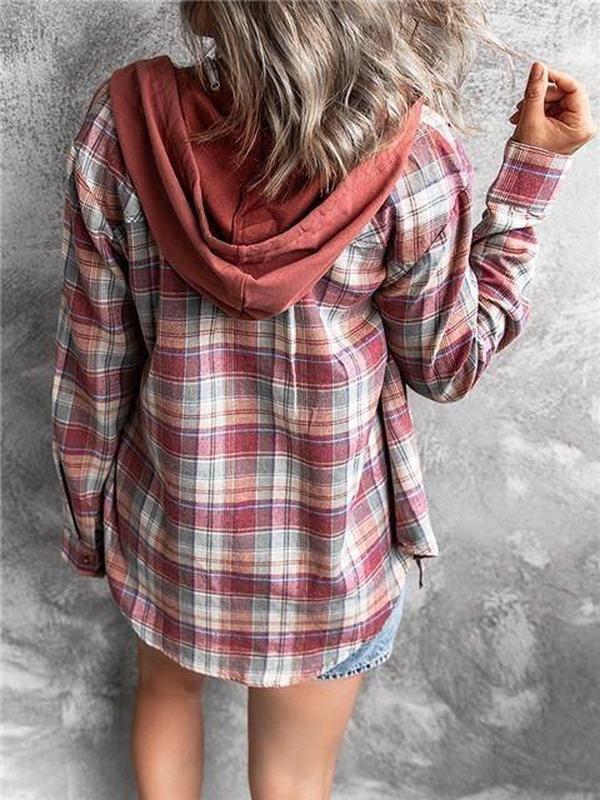 HerbstTrend® - 90s Check Hoodie Button Placket