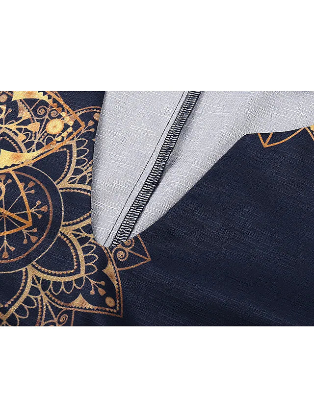 Raffiné® - Golden Midnight Stunning dress in navy blue with golden design pattern